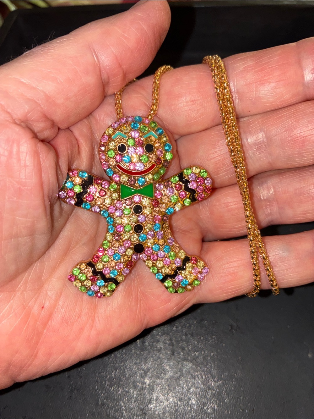 Multicolor Crystal Gingerbread Pendant Necklace